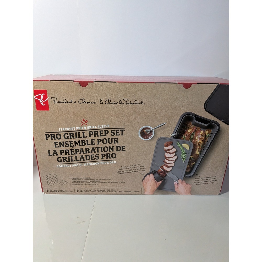 Presidents Choice Pro Grill Prep Set Stackset Pro and Silicone Grill Sleeve New